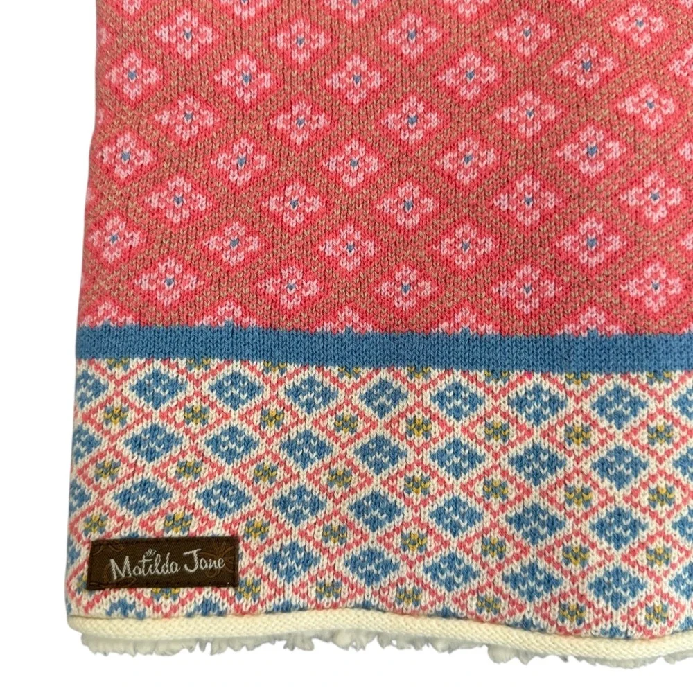 Matilda Jane Warm Hugs Girls Size 6 Pink Blue Fair Isle Sherpa Lined Hooded Vest